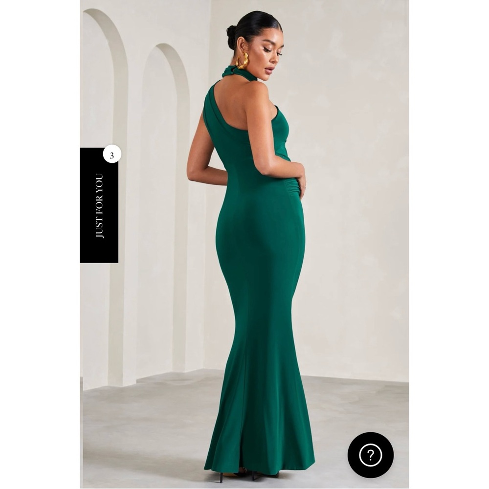 Green Ruched Asymmetric Maternity Maxi Dress